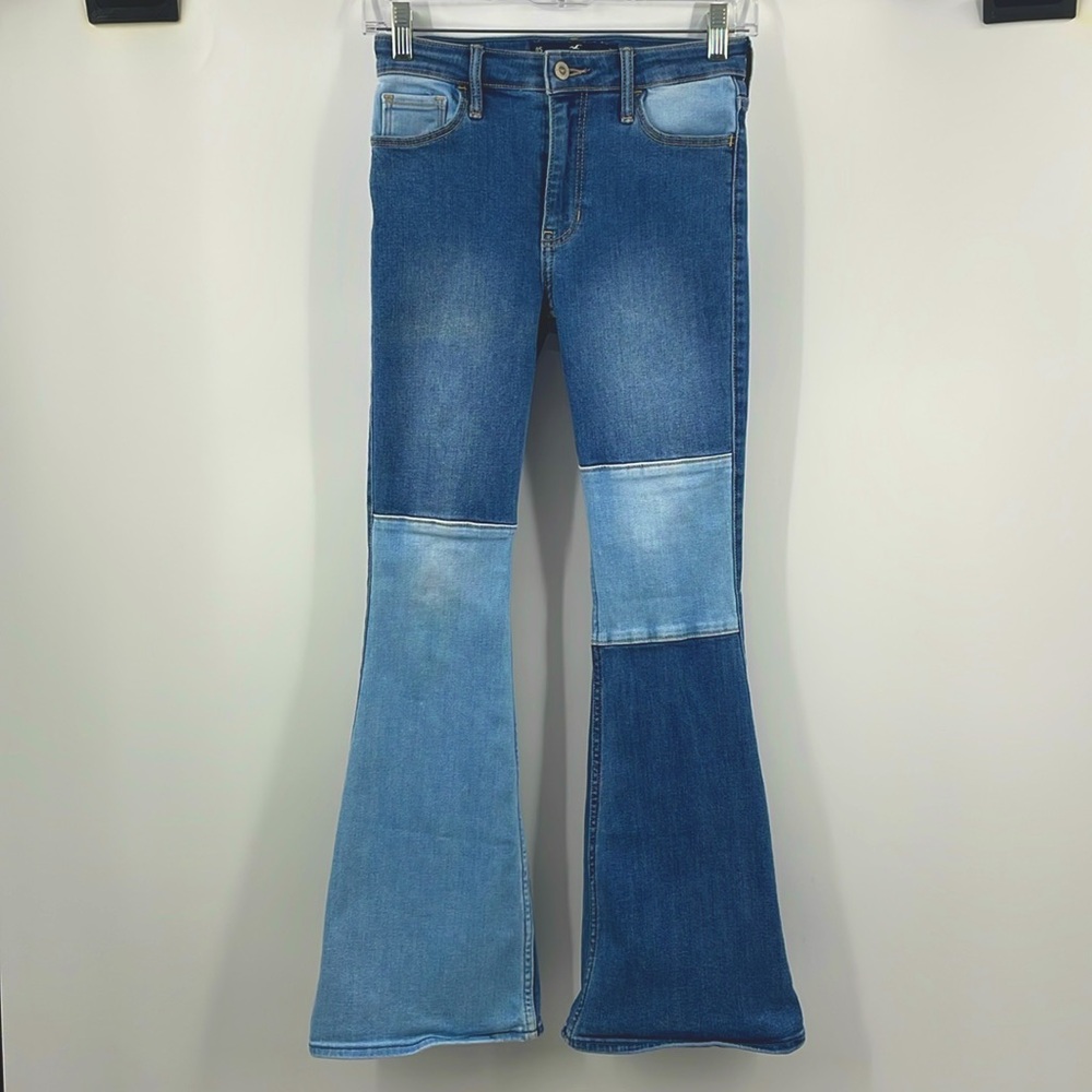 Hollister High-Rise Vintage Flare Patchwork Jeans Size 24x29